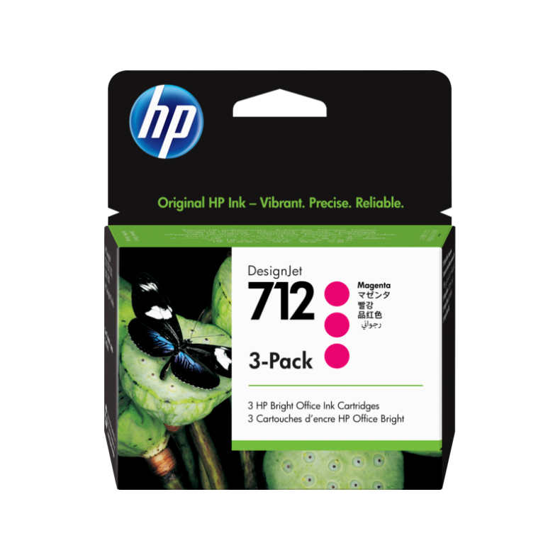 HP 712 MAGENTA 3-pakning DesignJet-blekkpatroner, 29 ml